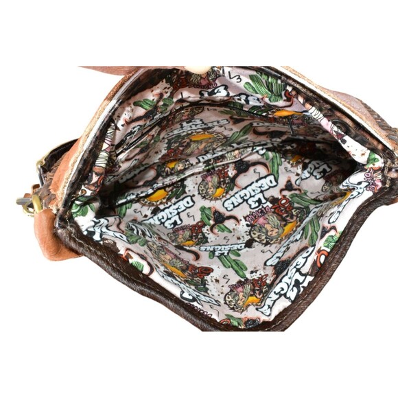 L3 Designs Custom Cowhide Crossbody Fringed Bag Leather Brown White Western - Picture 13 of 15